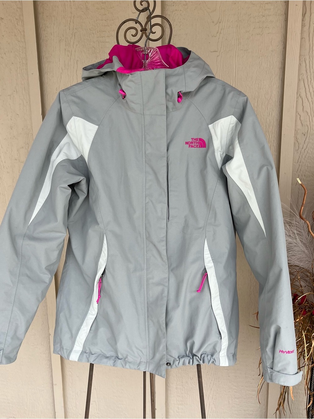 The North Face Jacket HyVent Triclimate 3in1 Grey Outer Pink Inner Winter Coat S